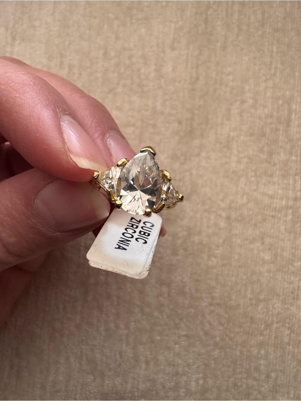 🛍️3/$65🛍️ 18K G.E. Pear Cubic Zirconia Three-Stone Ring